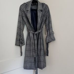 Grey checked Duster Jacket.